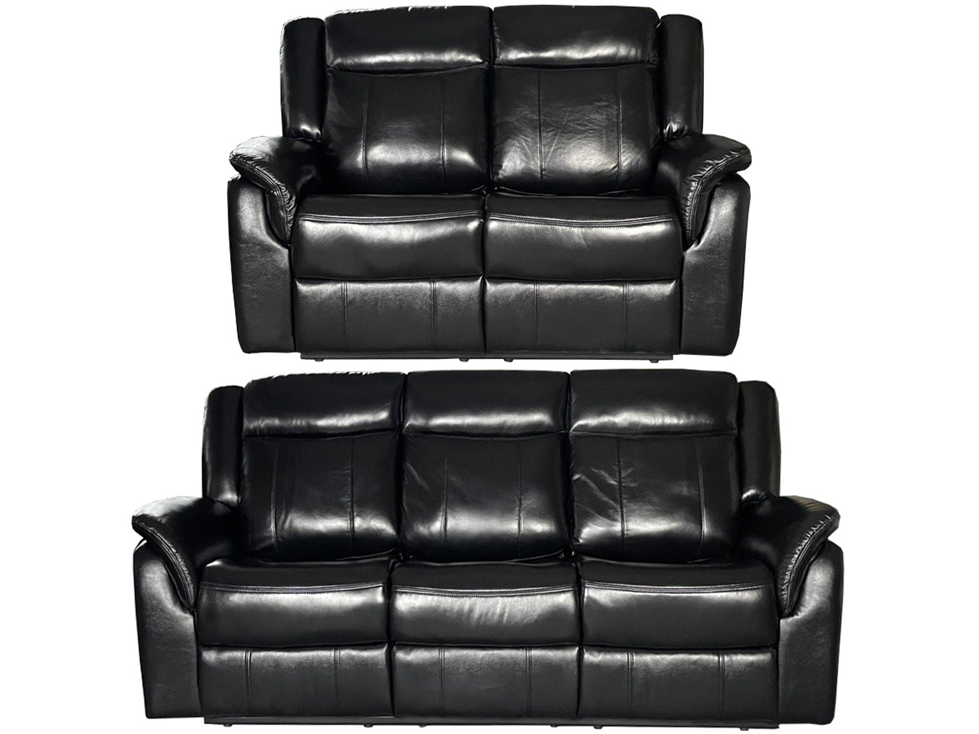 Alex Genuine Leather 3+2 Seat Recliner Sofa Set - Black