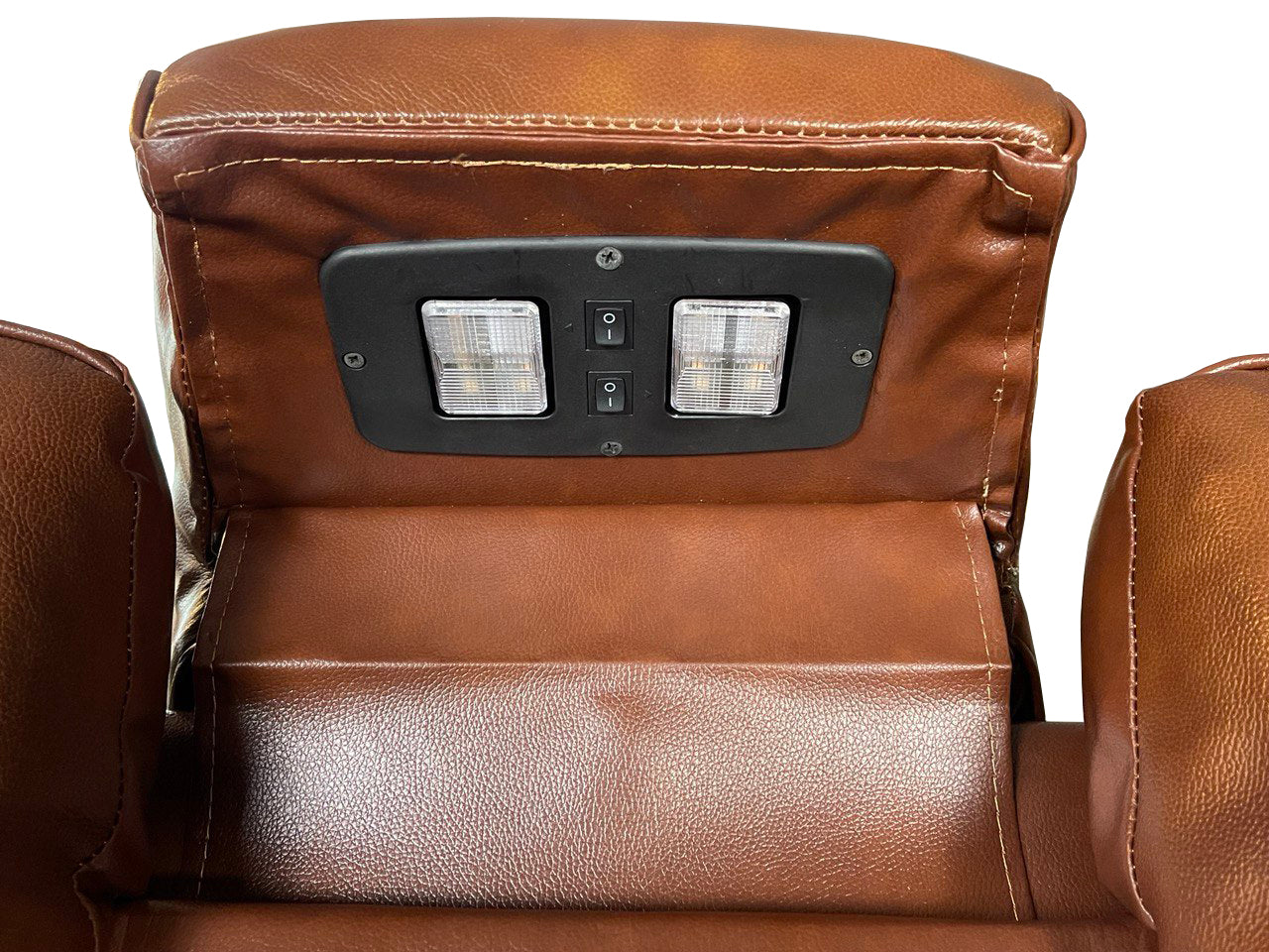 Amsterdam 3+2 Top Genuine Leather Electric LED Reclining Sofa - Tan