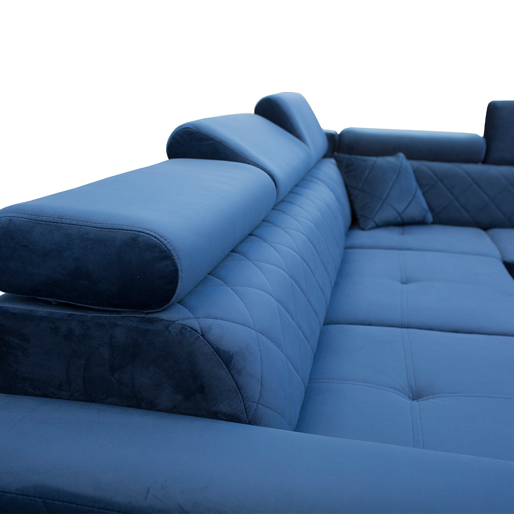 Gloss Corner Sofa Bed - Blue