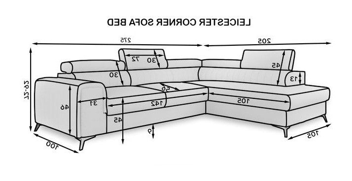 Laurence Corner Sofabed Plush Velvet Right Hand - Grey
