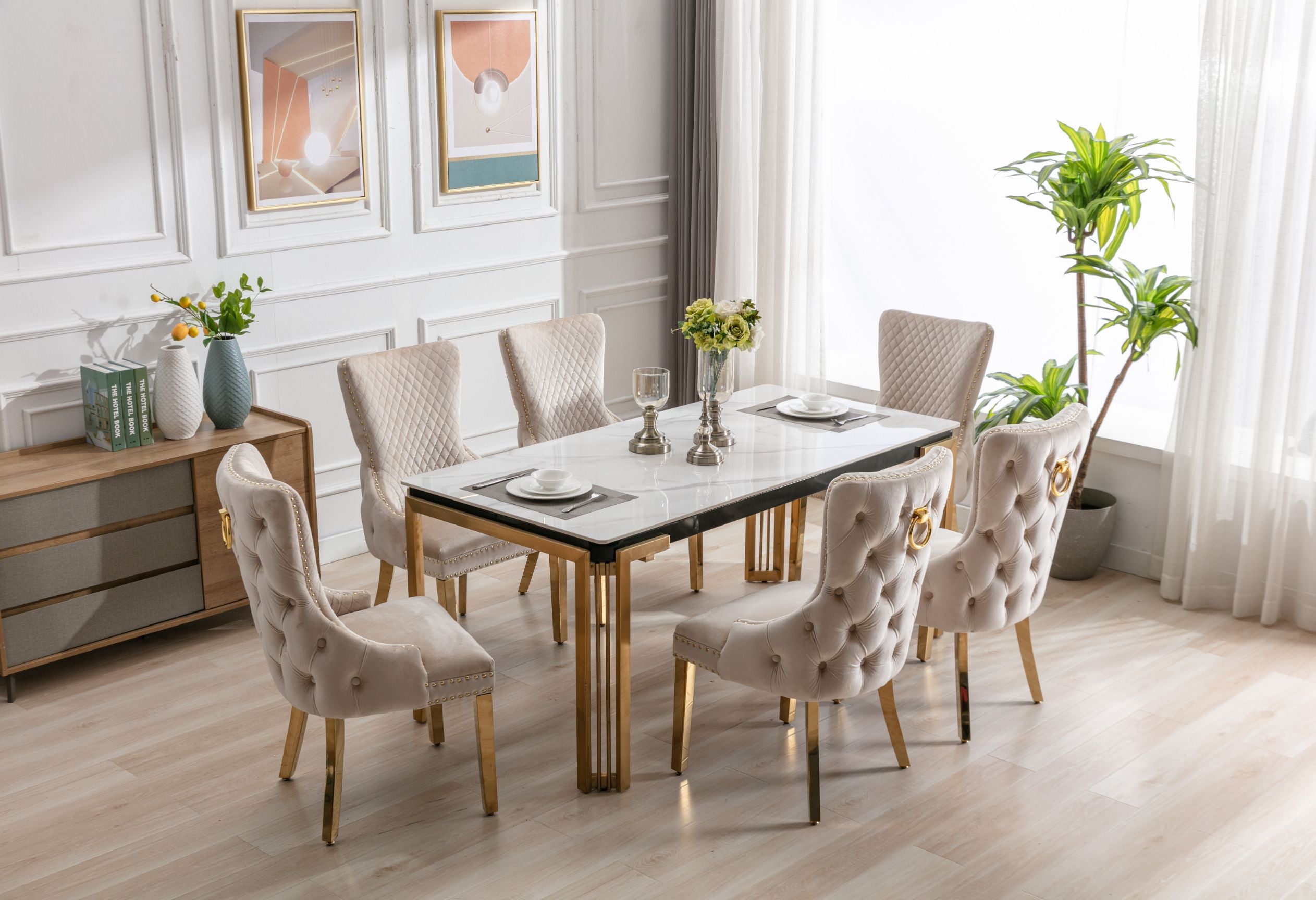 Sorrento Ceramic Gold Dining Table