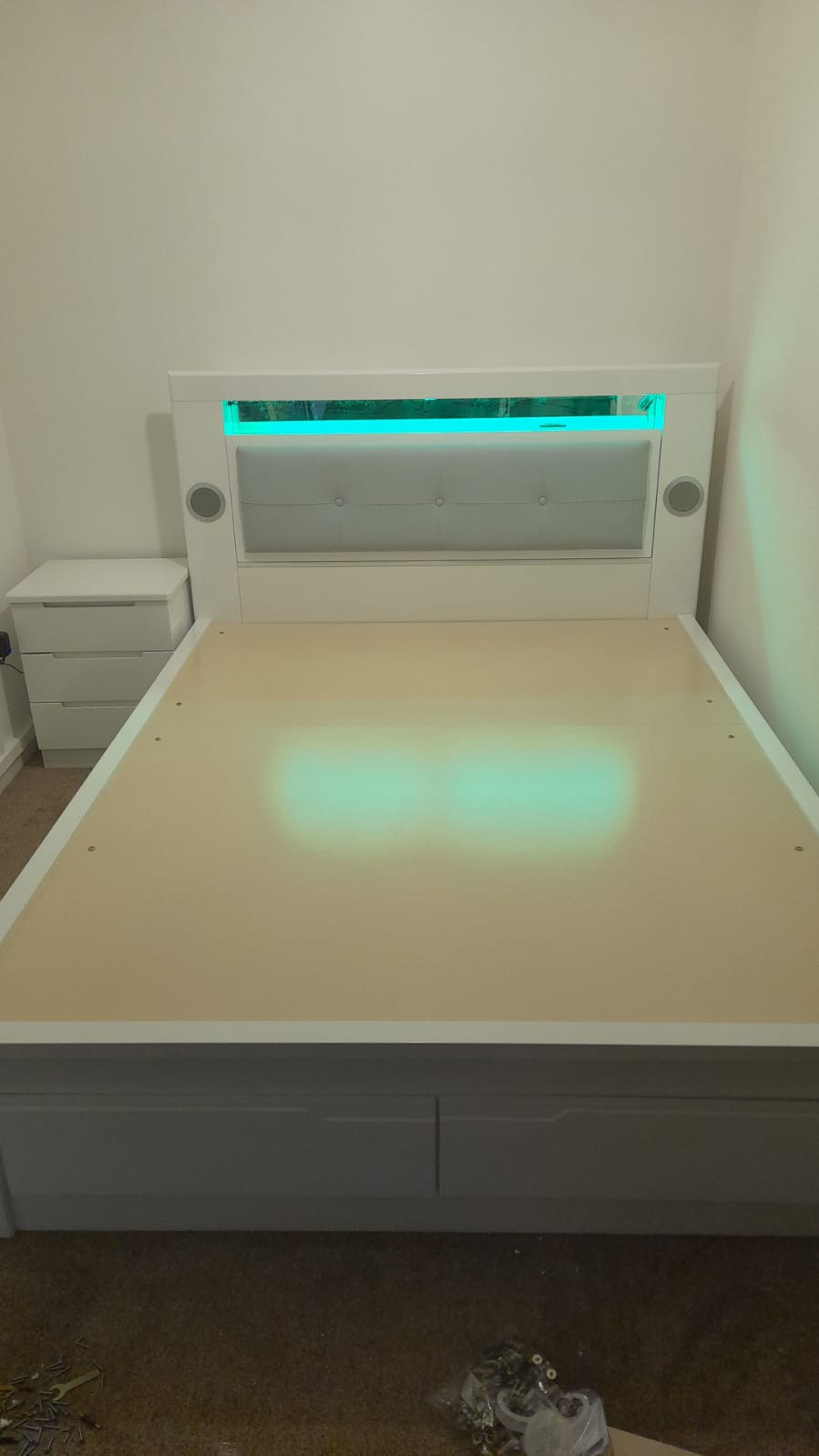 LEATHER HEADBOARD STORAGE BED