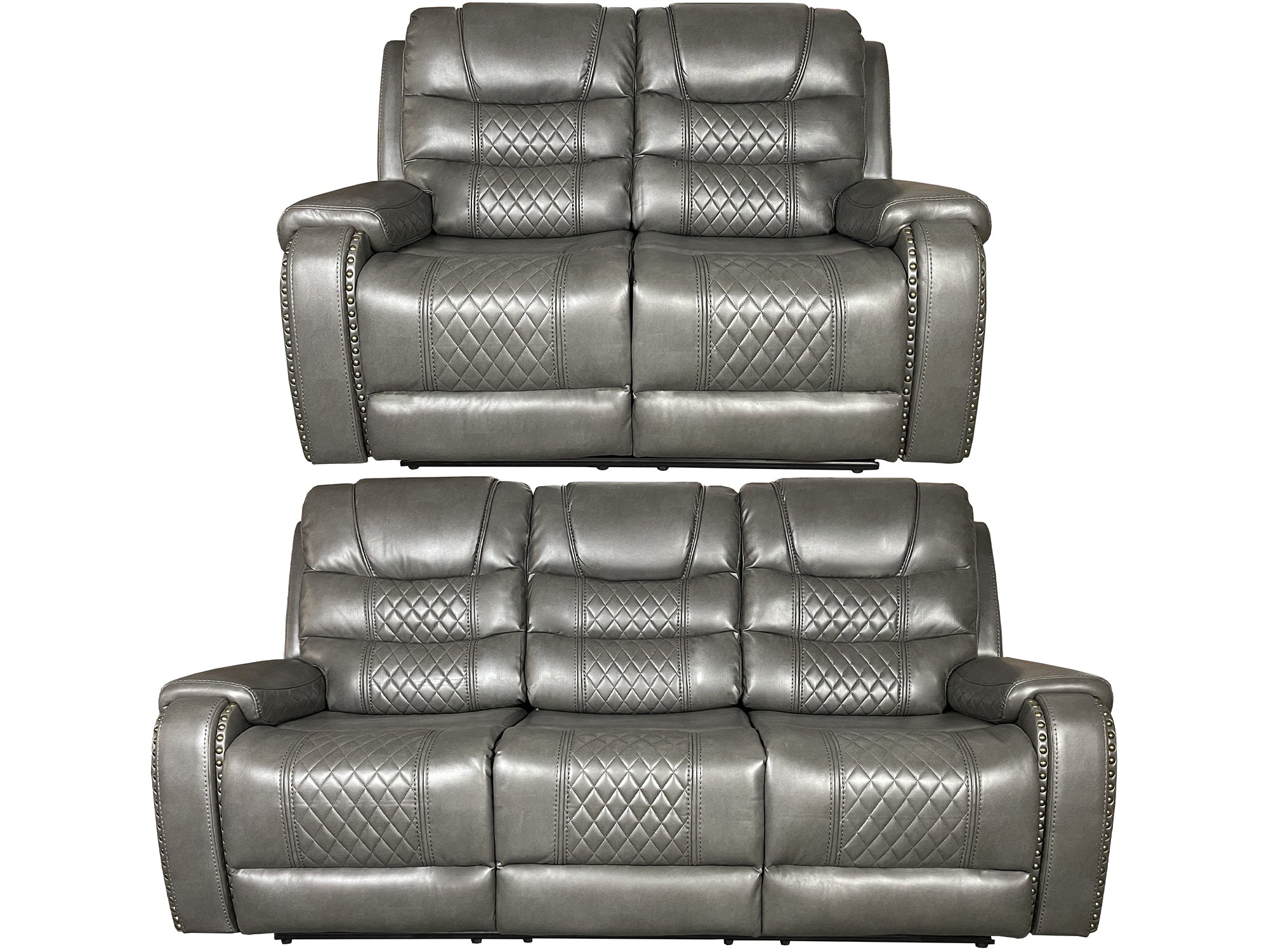 Alaska 3+2 Recliner Leather Aire Sofa - Grey