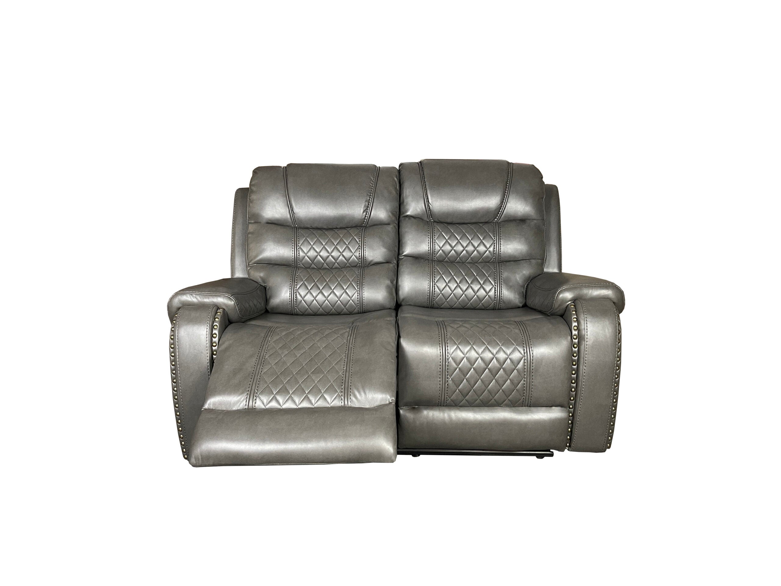 Alaska 3+2 Recliner Leather Aire Sofa - Grey