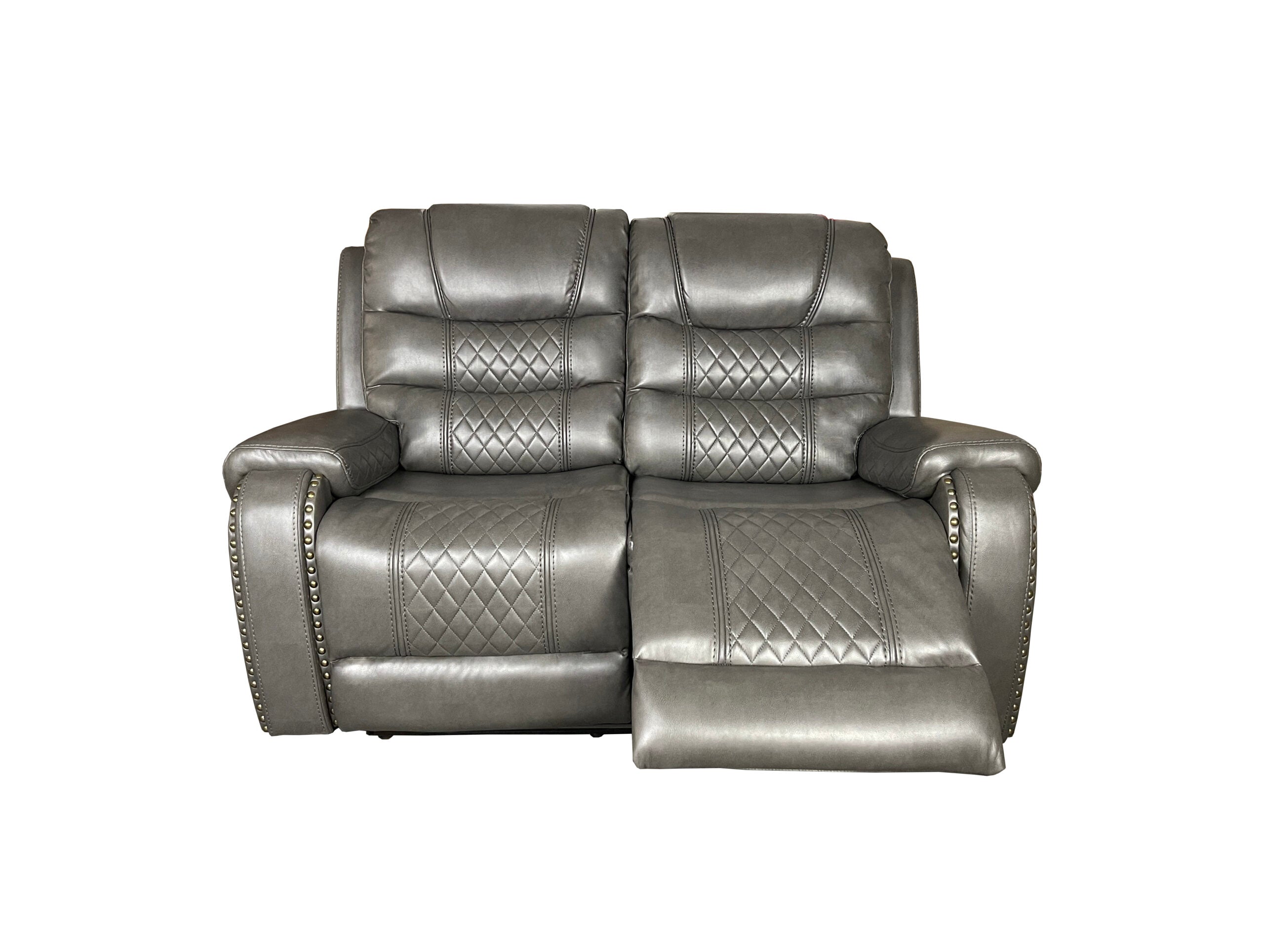 Alaska 3+2 Recliner Leather Aire Sofa - Grey