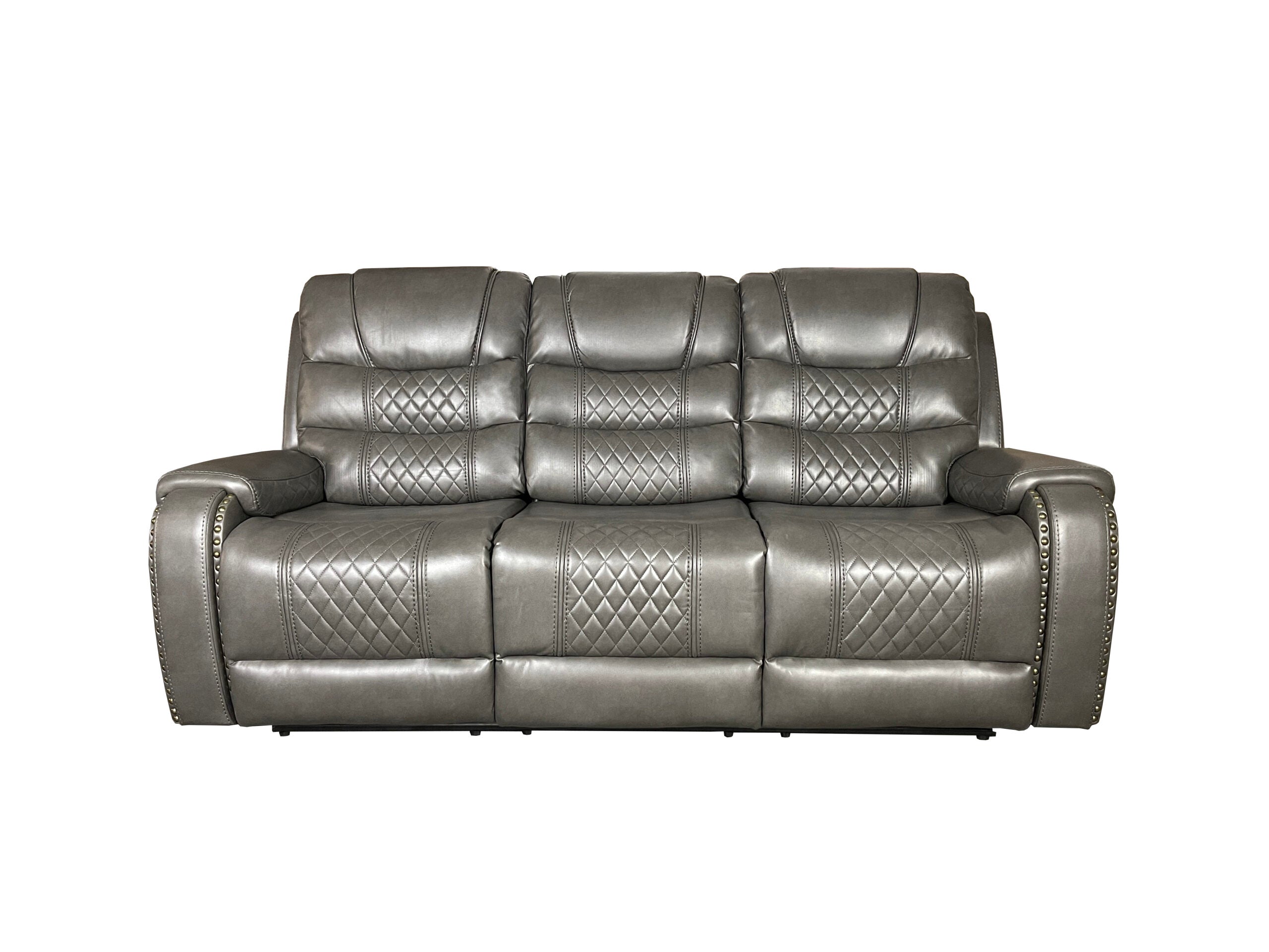 Alaska 3+2 Recliner Leather Aire Sofa - Grey