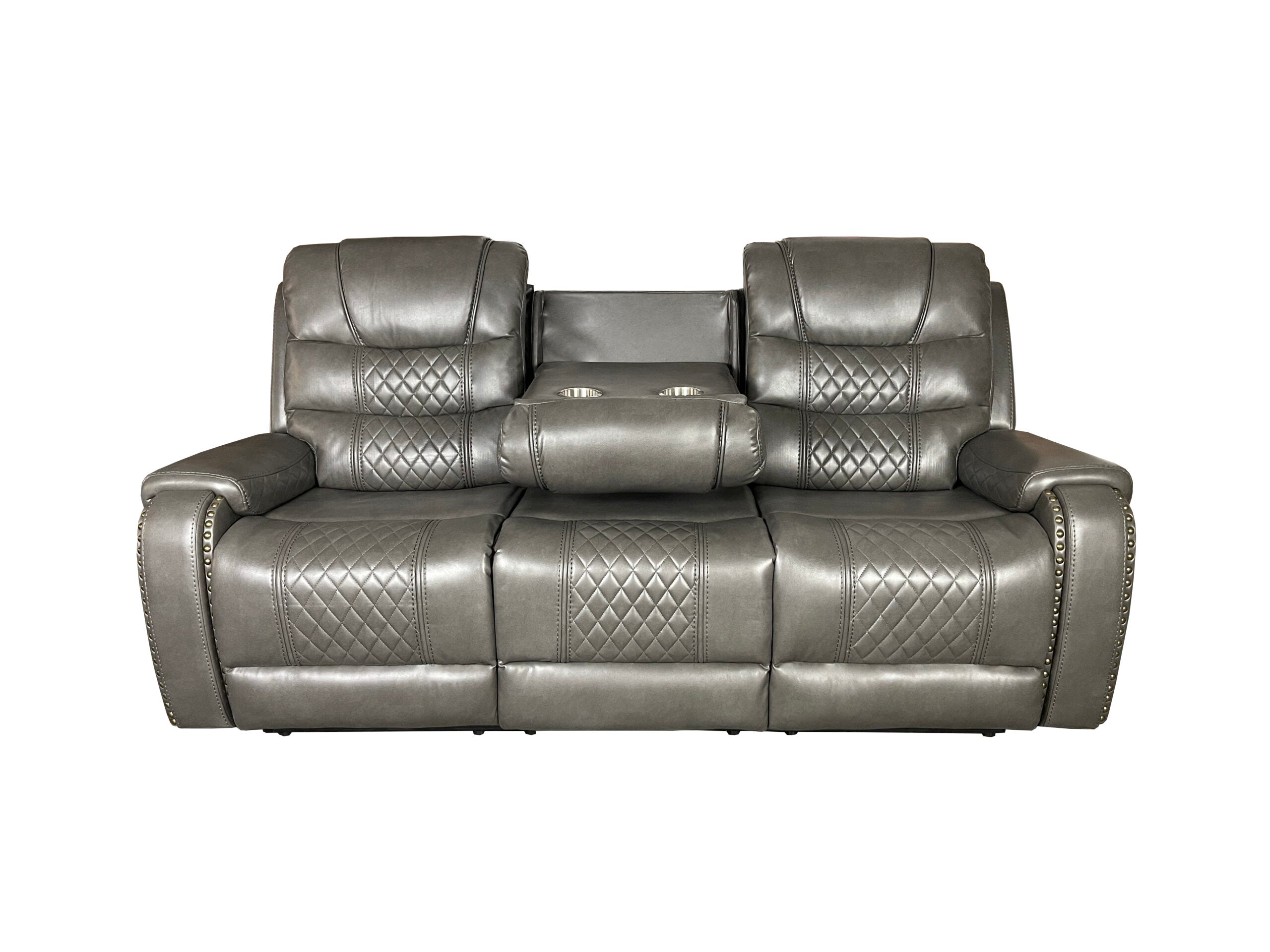 Alaska 3+2 Recliner Leather Aire Sofa - Grey