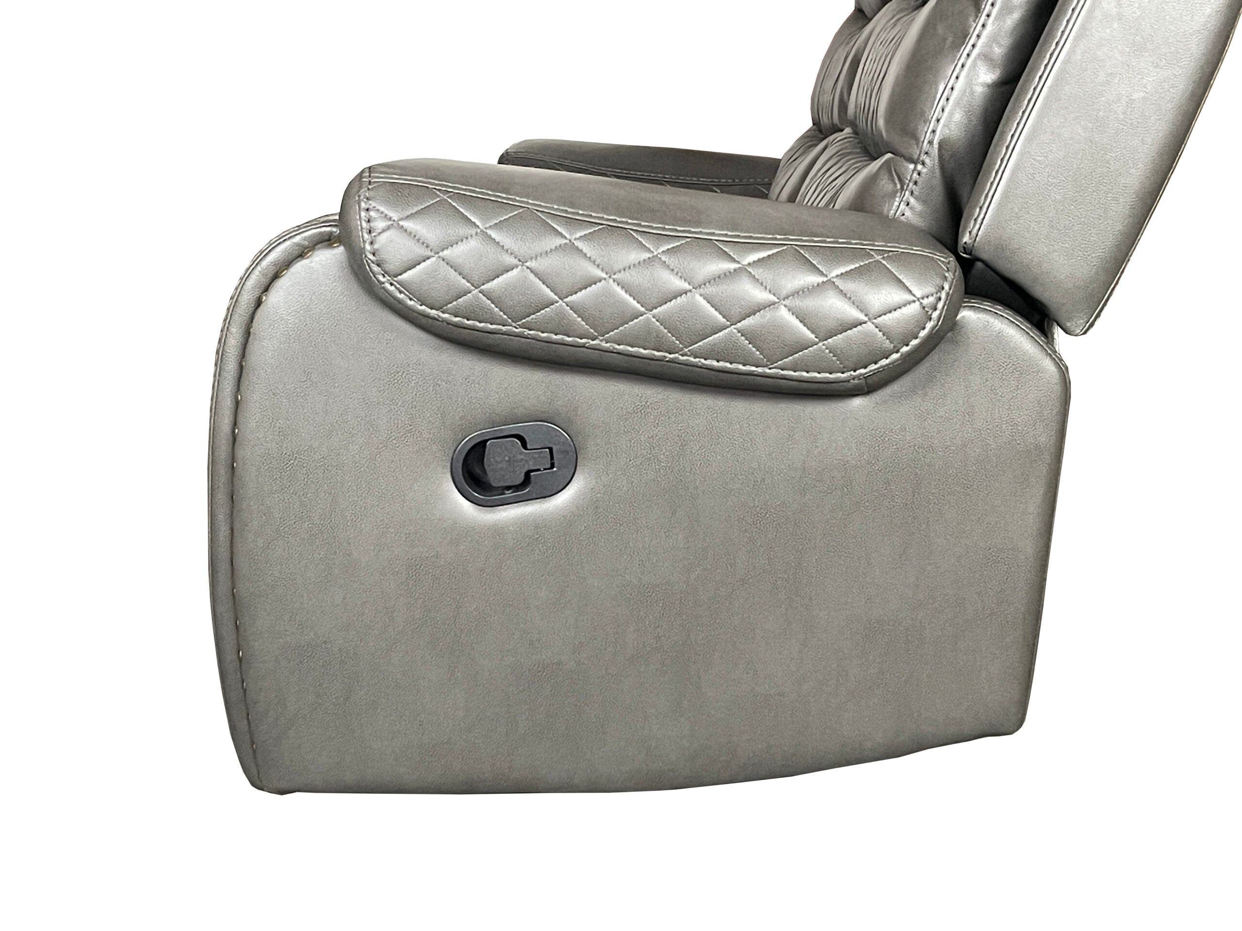 Alaska 3+2 Recliner Leather Aire Sofa - Grey