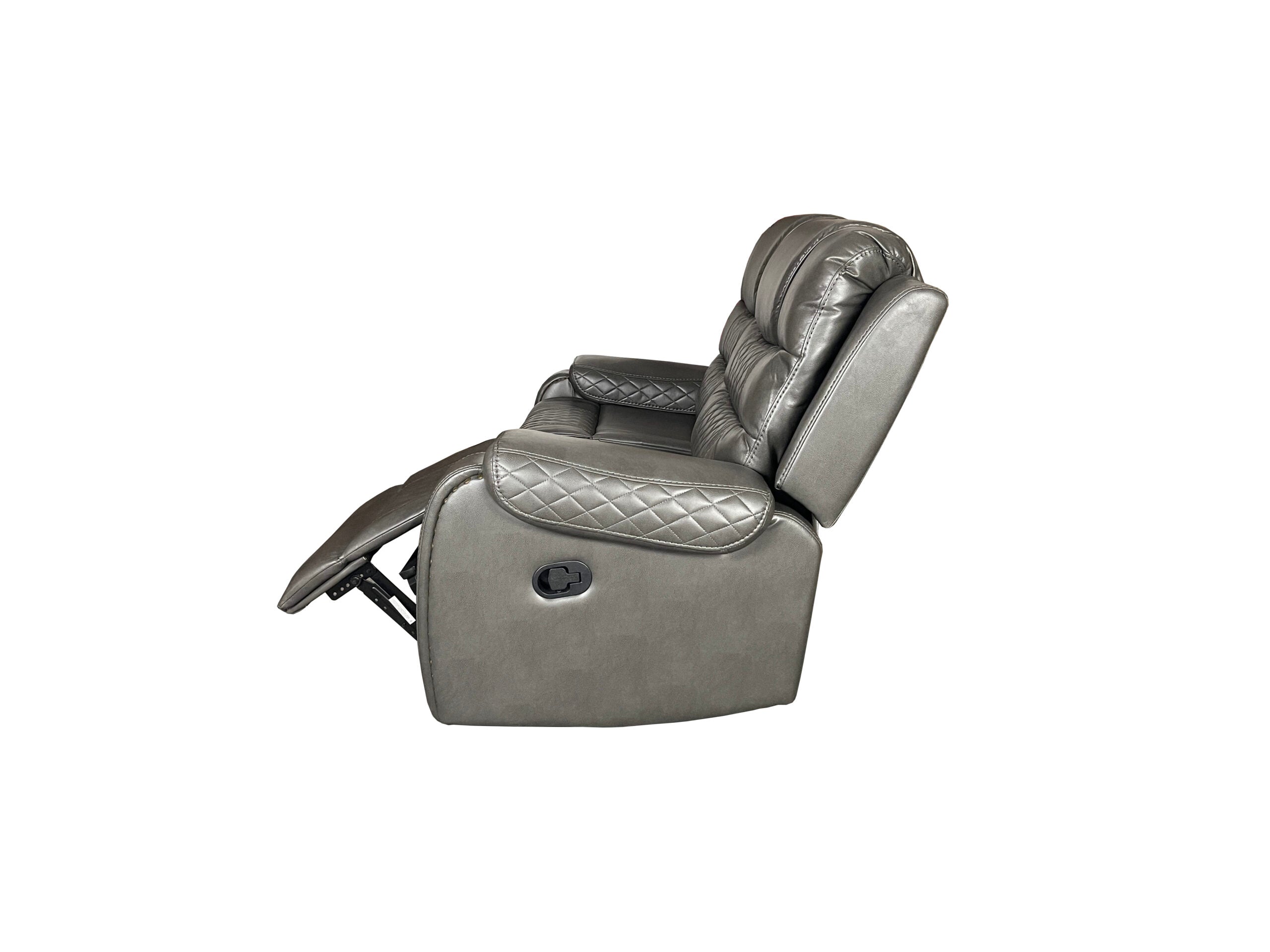 Alaska 3+2 Recliner Leather Aire Sofa - Grey