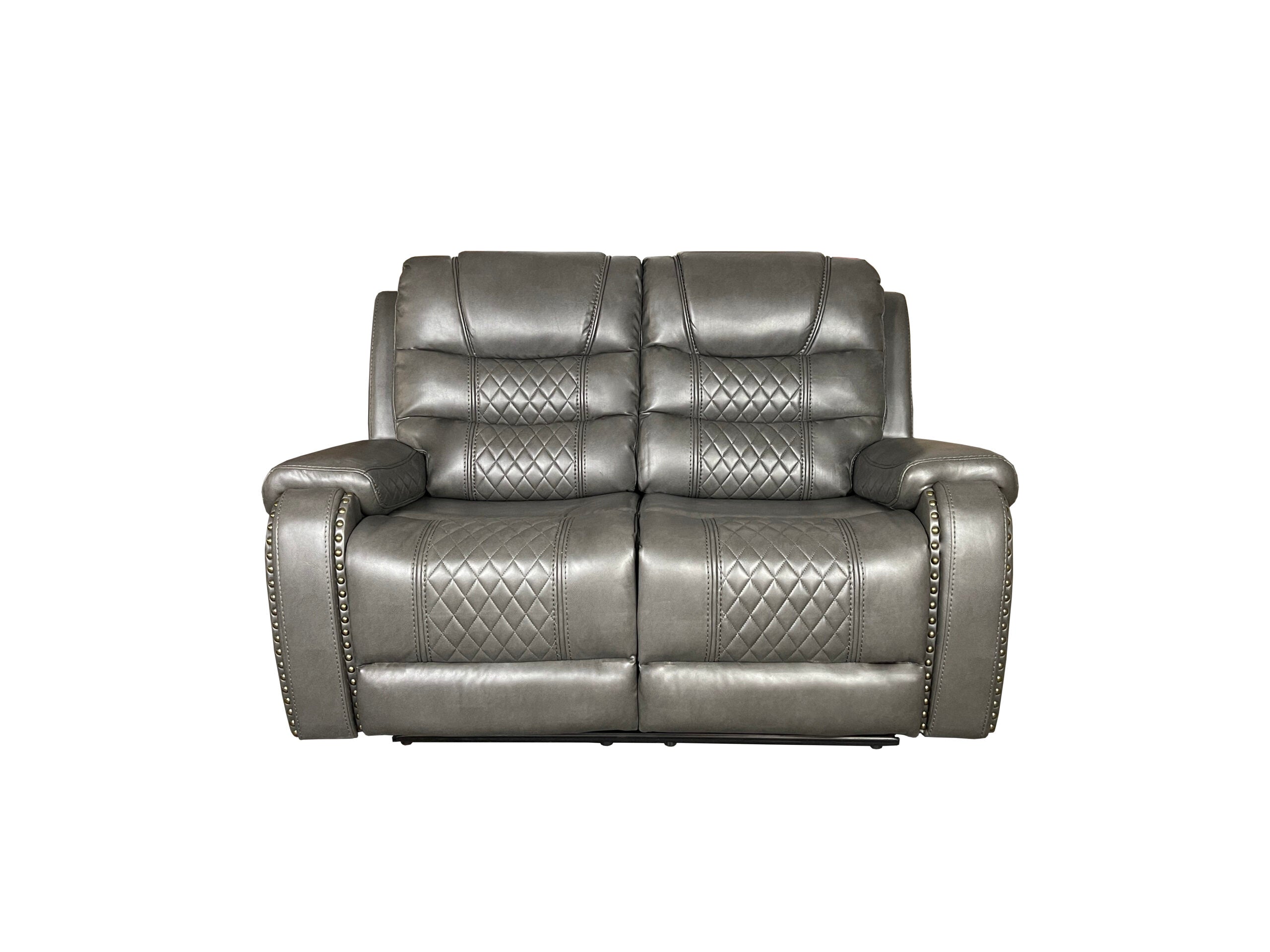 Alaska 3+2 Recliner Leather Aire Sofa - Grey