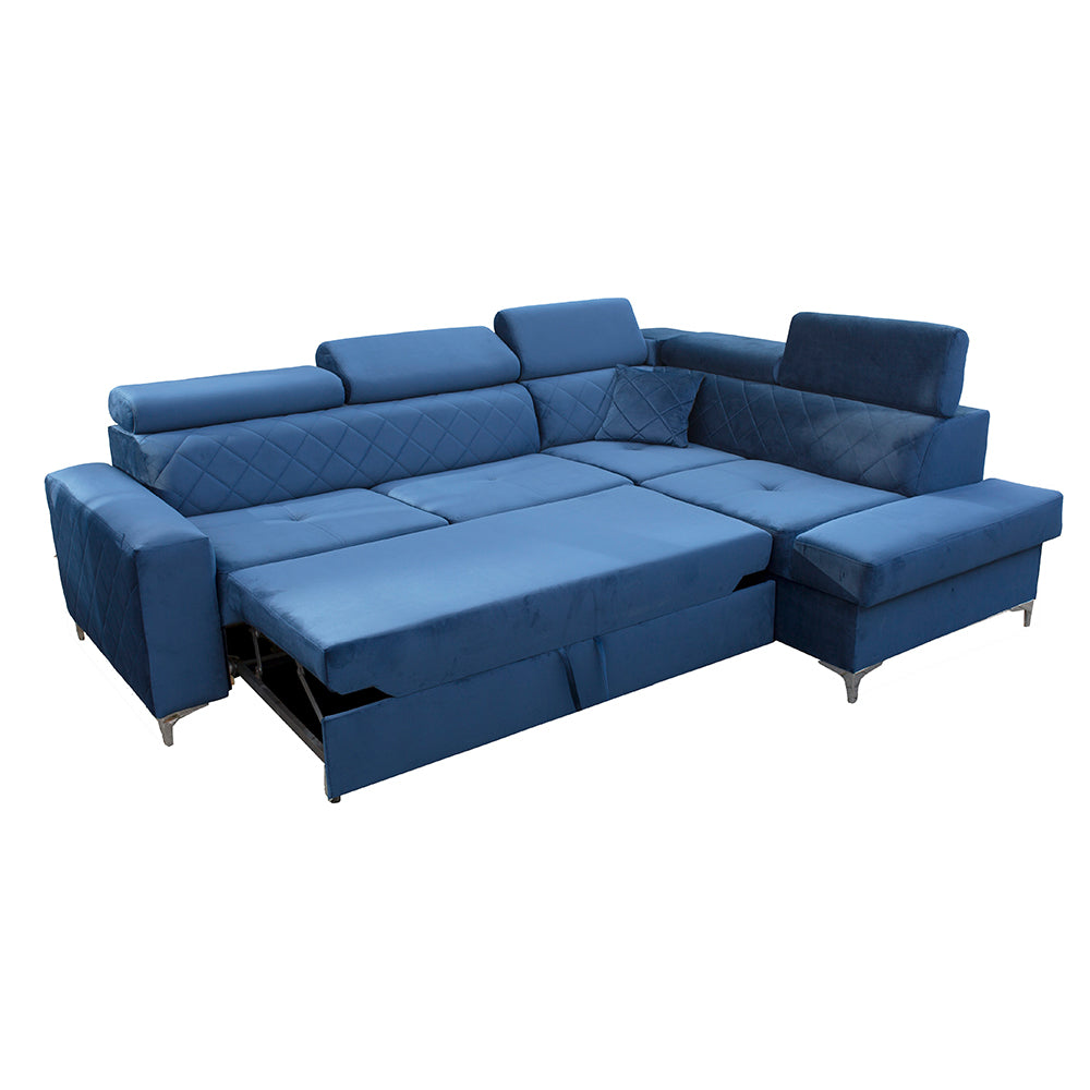 Gloss Corner Sofa Bed - Blue