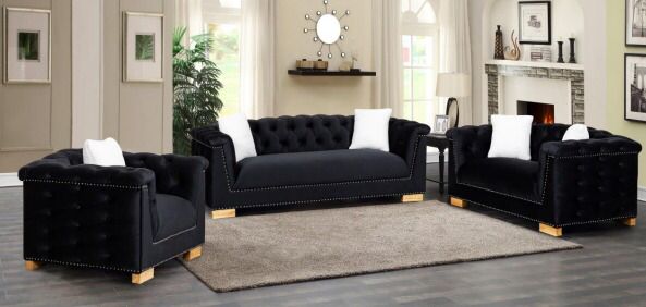 Newport 3+2 Fabric Sofa Set - Black