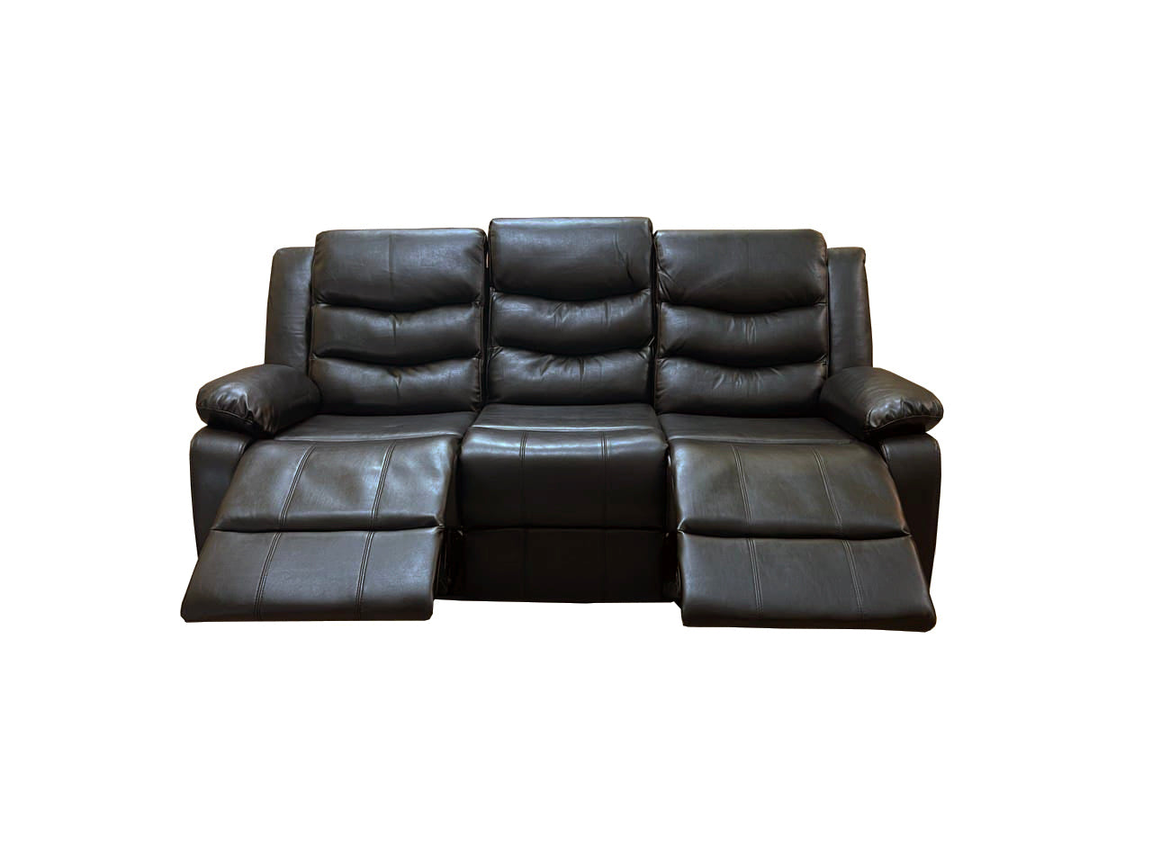 Roma 3+2 Recliner Leather Aire Sofa – Black