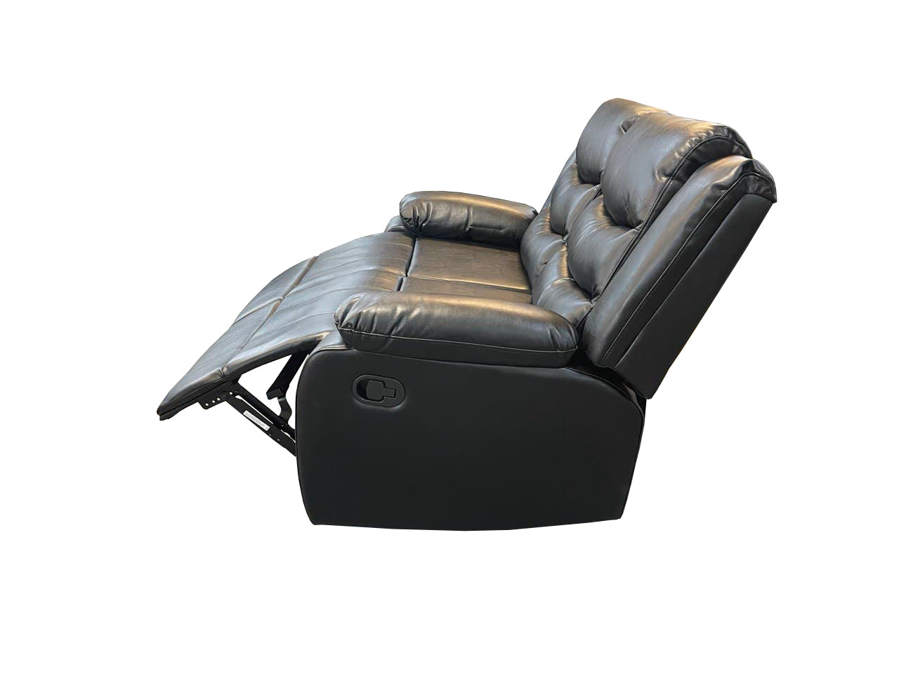 Roma 3+2 Recliner Leather Aire Sofa – Black