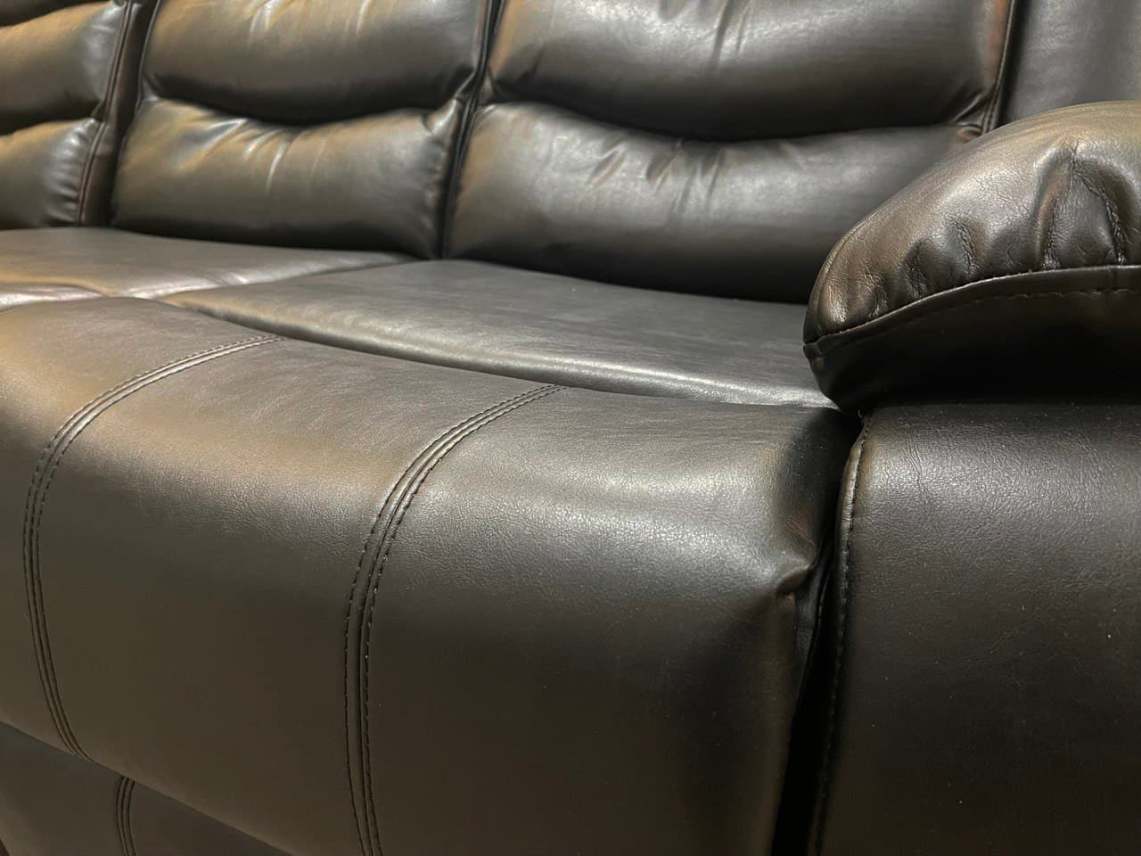 Roma 3+2 Recliner Leather Aire Sofa – Black