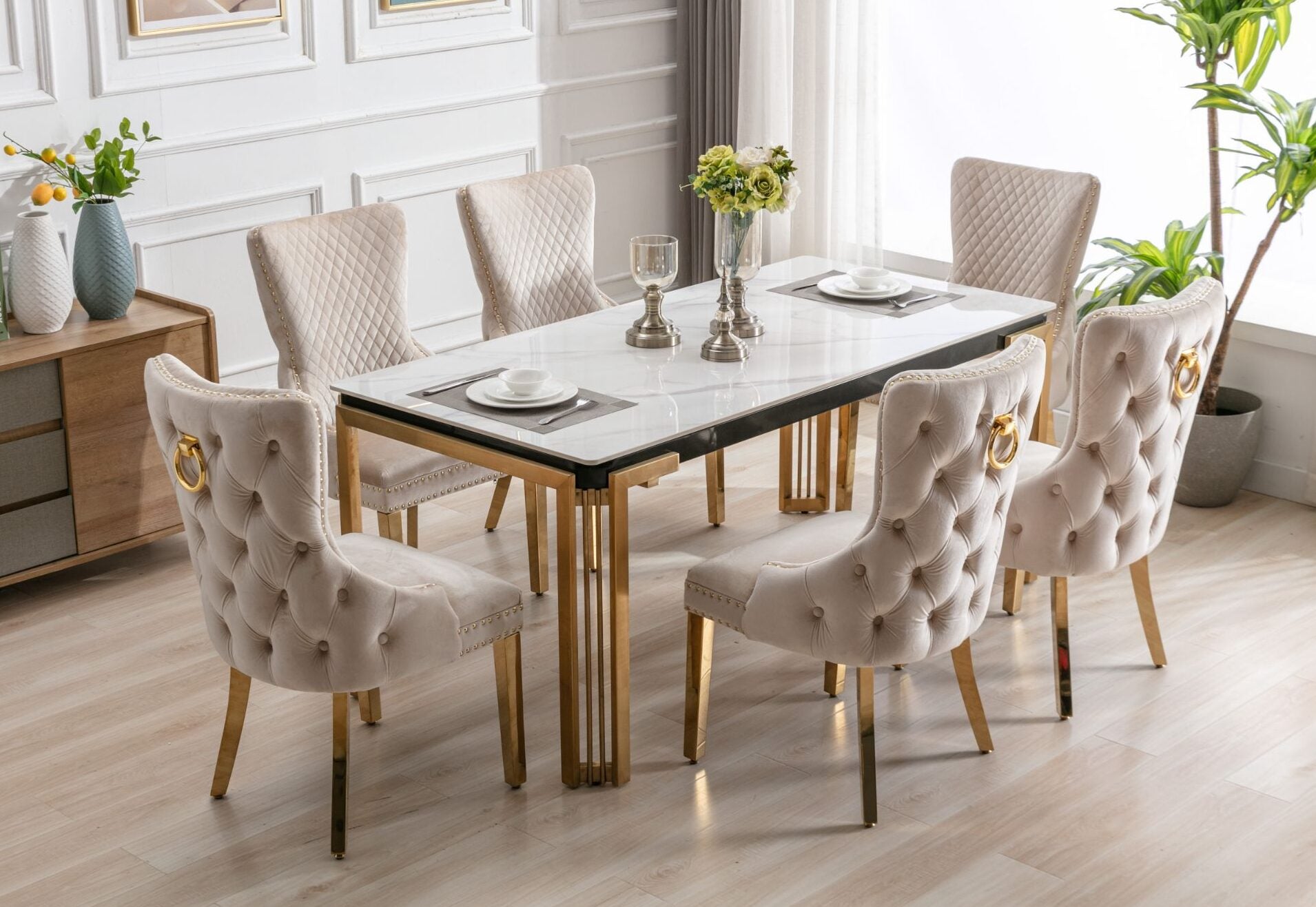Sorrento Ceramic Gold Dining Table