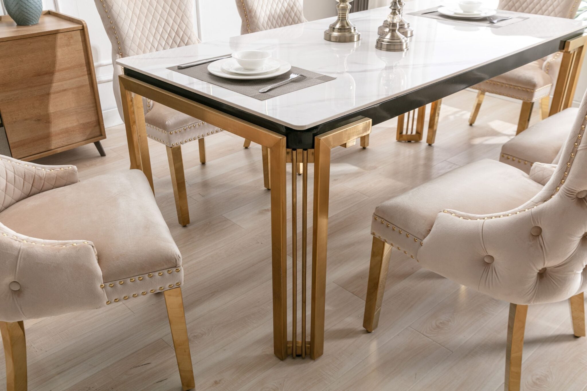 Sorrento Ceramic Gold Dining Table
